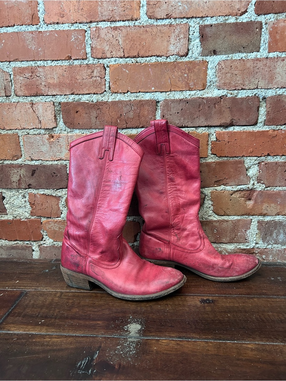 Women's Red Leather Western Cowboy Boots